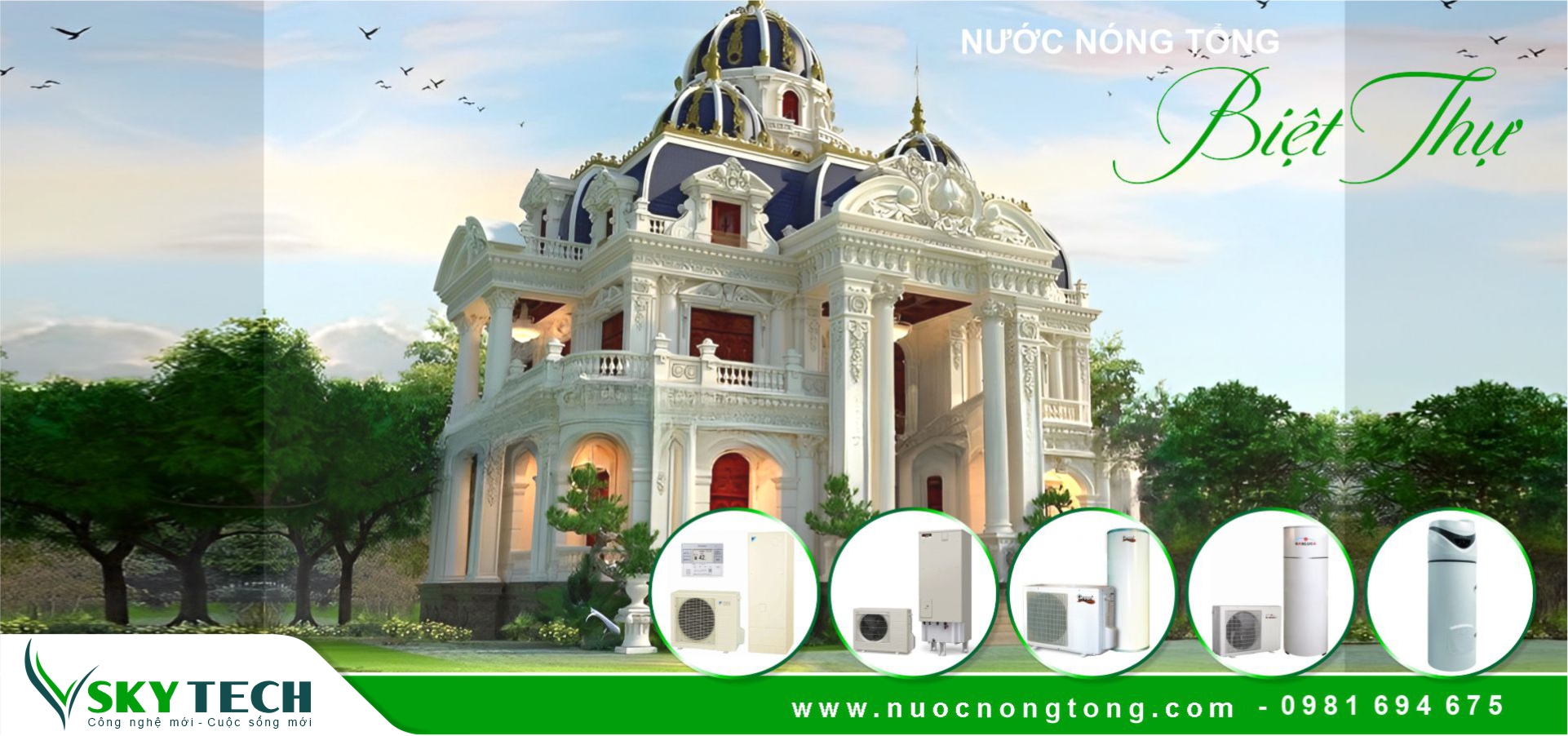 Giải pháp cấp nước nóng trung tâm Bơm nhiệt cho Lâu đài