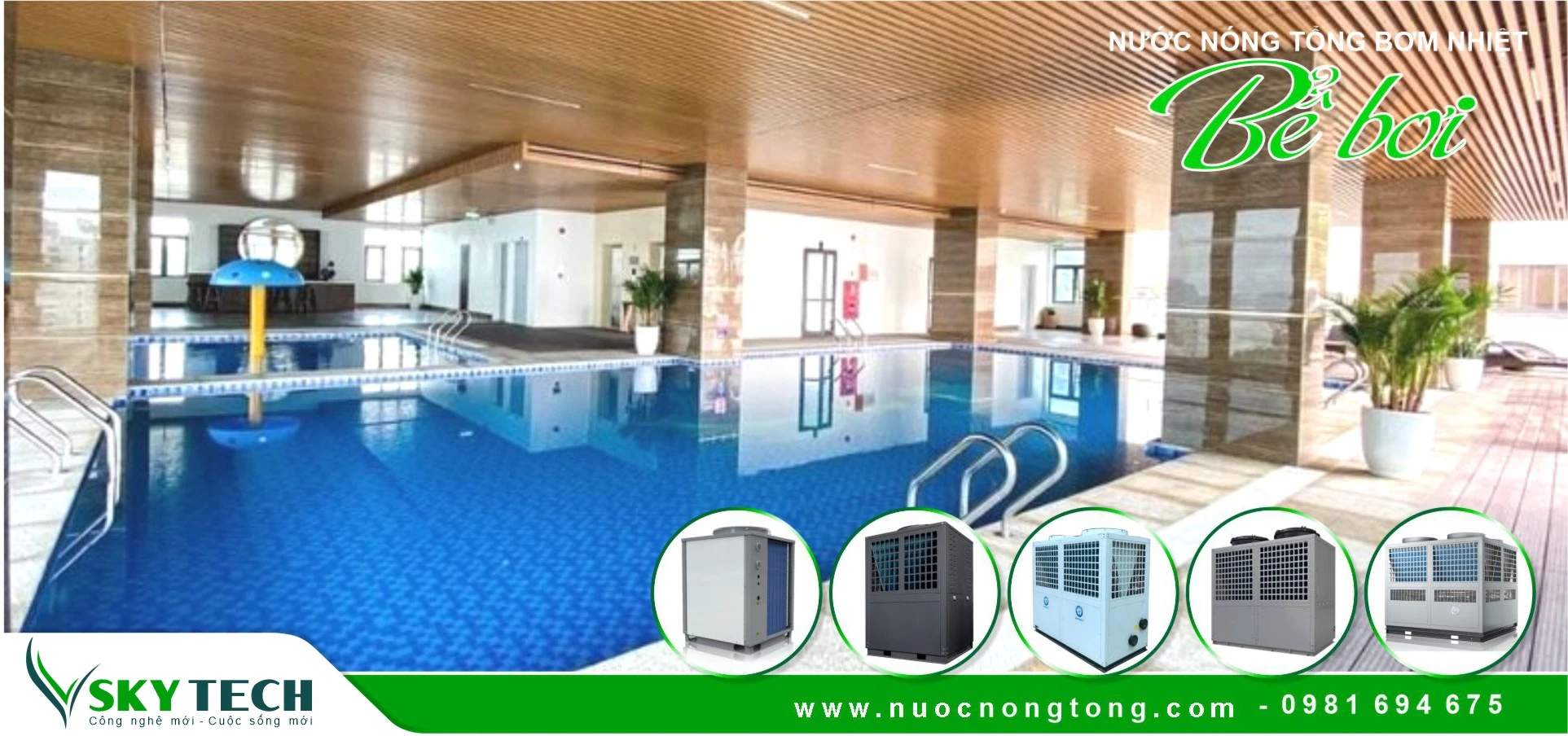 Giải pháp nước nóng tổng Bơm nhiệt cho Bể bơi 4 mùa