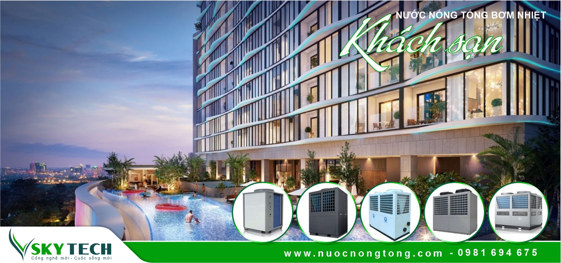 Cấp nước nóng cho Khách sạn hiệu quả với Máy bơm nhiệt Heat Pump