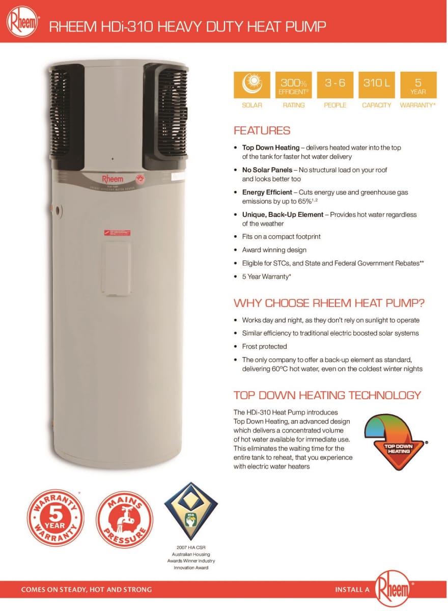 Máy nước nóng Heat pump Rheem 551410 410L