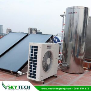 Bơm nhiệt Heat pump chịu áp kết hợp năng lượng mặt trời cho biệt thự