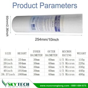 Lõi lọc thô PP 40 inch 5mc: Loại bỏ tạp chất hiệu quả