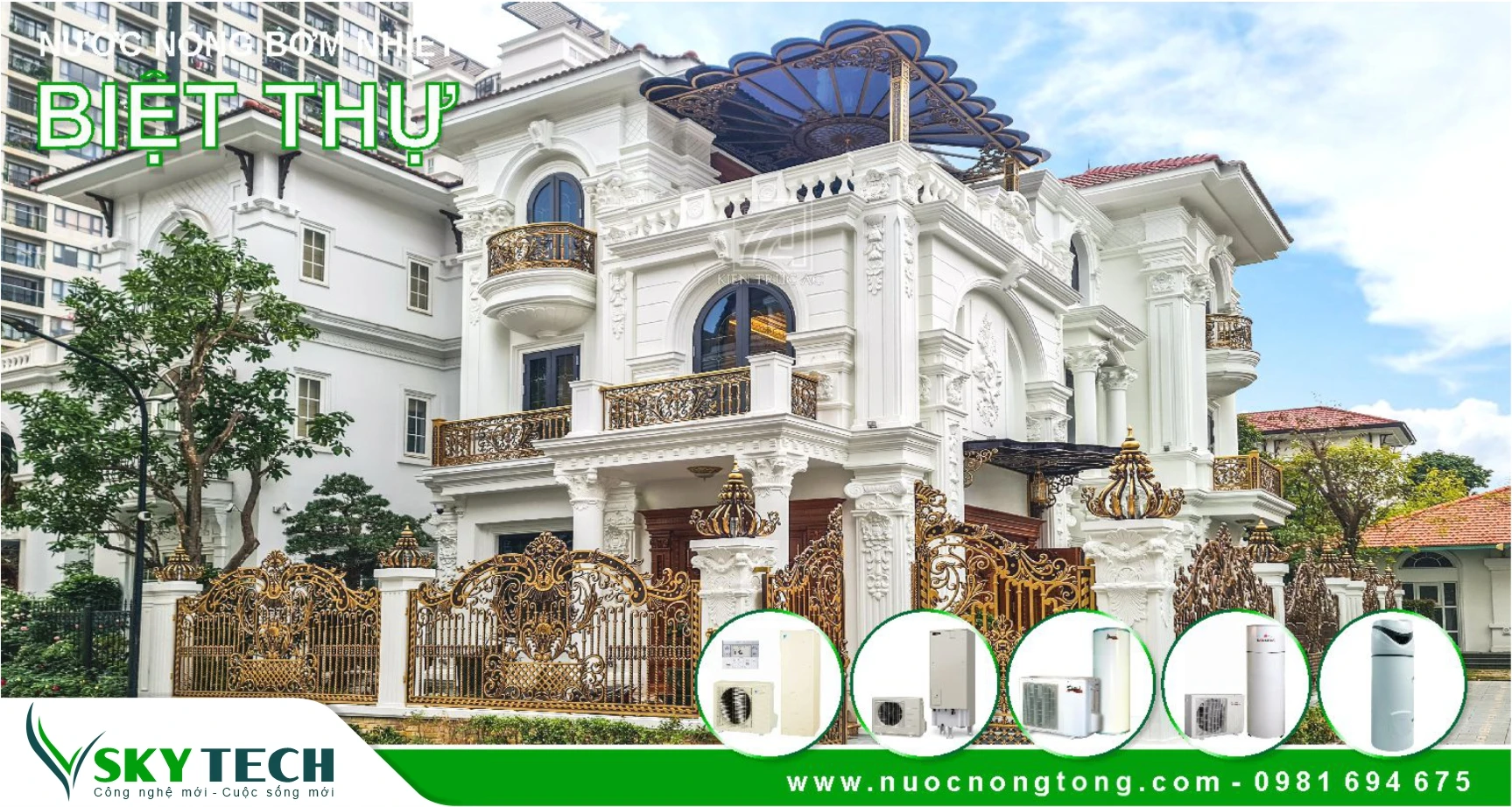 Tìm hiểu về Máy nước nóng bơm nhiệt lắp tại Biệt thự tỉnh Thái Bình