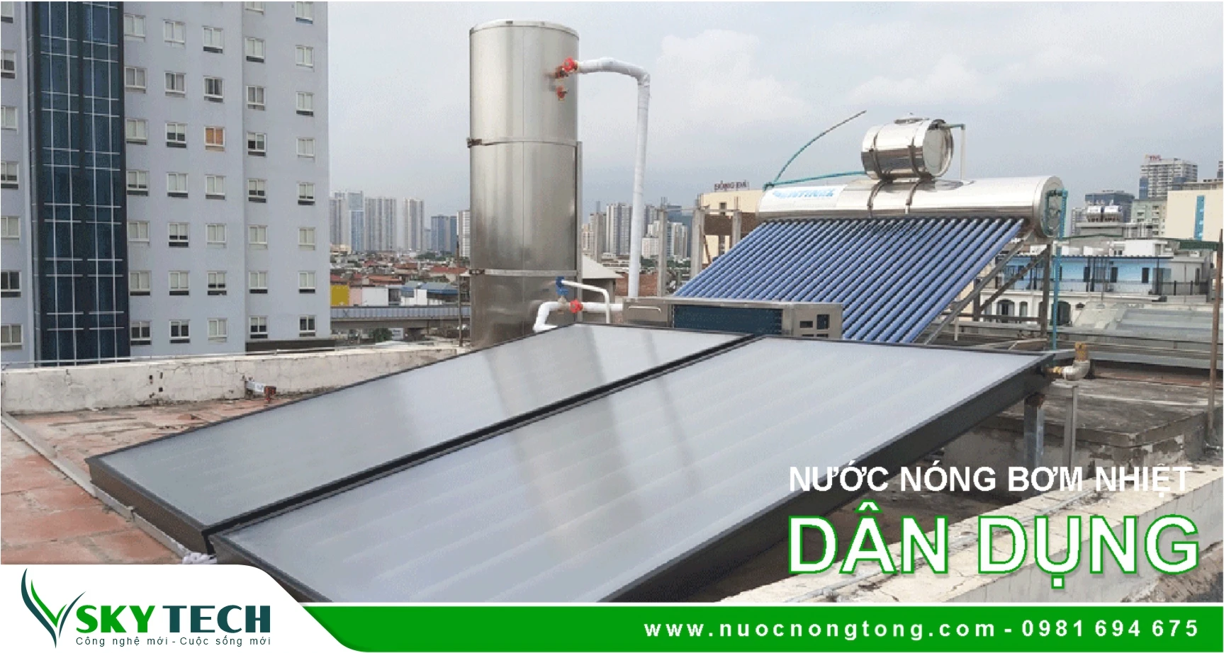 Máy nước nóng tổng bơm nhiệt Heatpump lắp đặt tại Hưng Yên