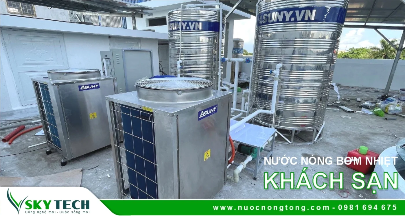 Giải pháp nước nóng tổng Bơm nhiệt cho Khách sạn 3 sao